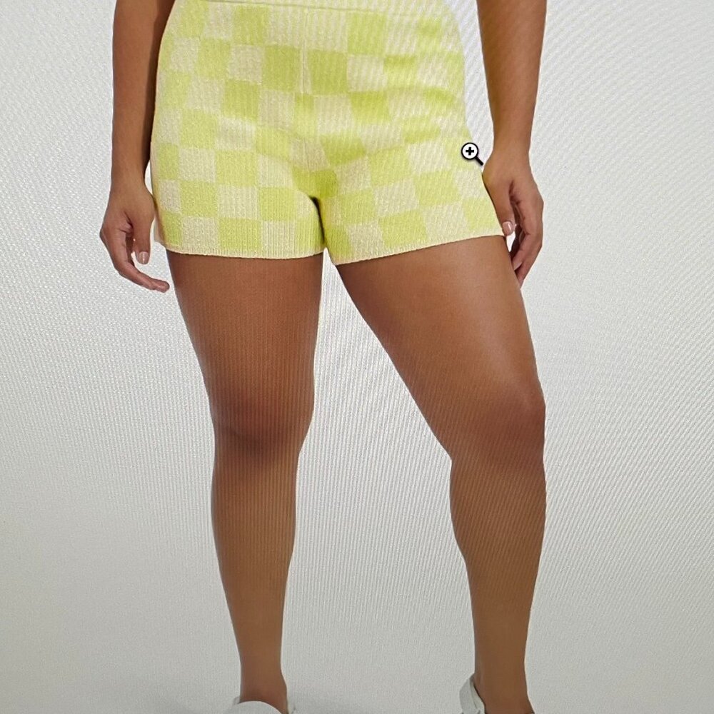 UGG Maliah Checked Jacquard-Knit Cycled Shorts Size L
